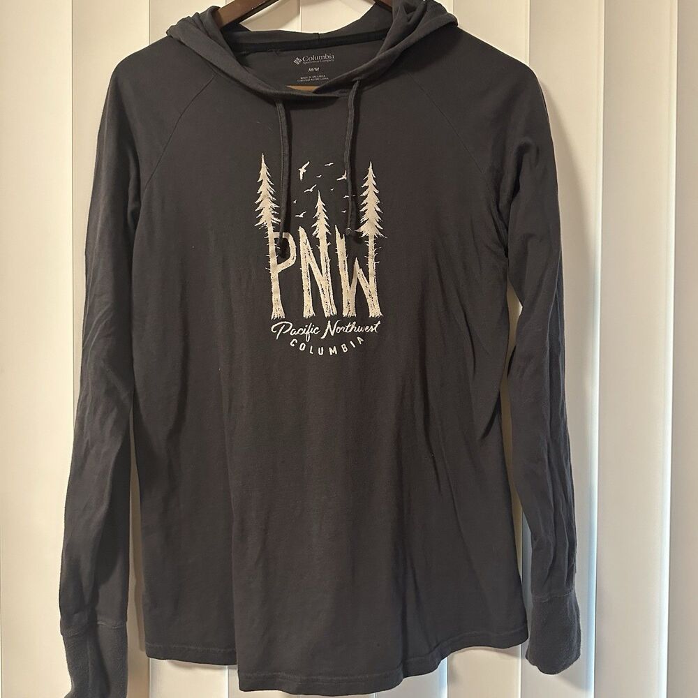 Columbia PNW Hoodie Womens M Black Pacific Northwest Graphic Pullover Outdoors